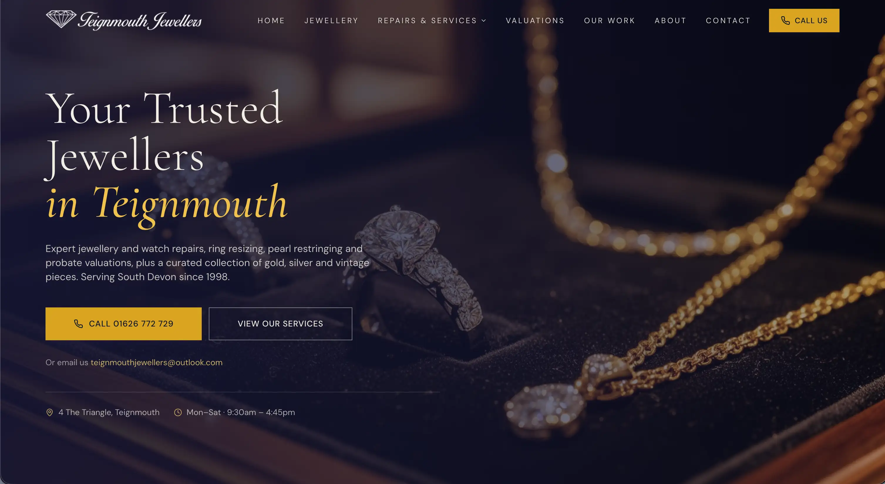 Teignmouth Jewellers website homepage